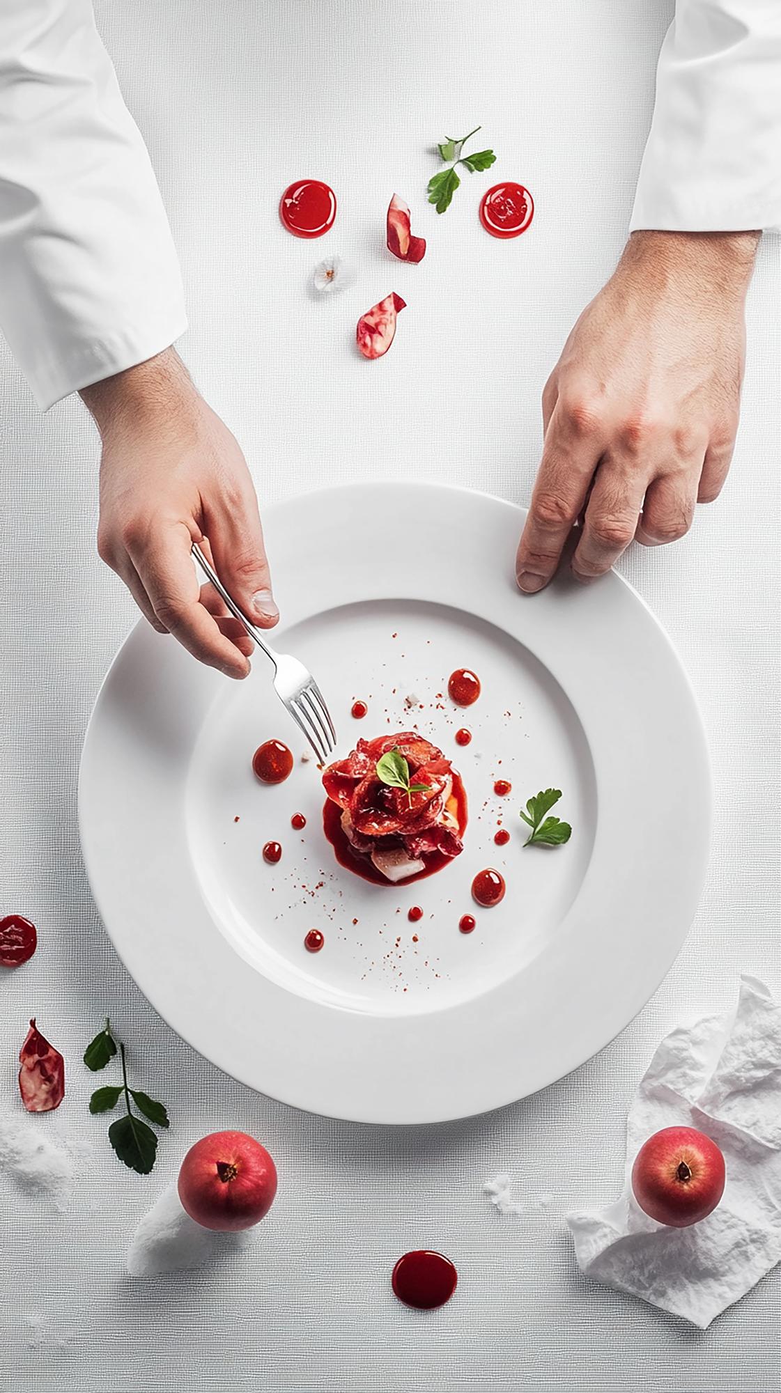 Chef che prepara un piatto gourmet